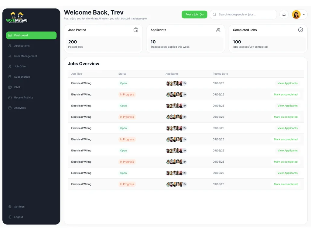 WorkMateAI product interface