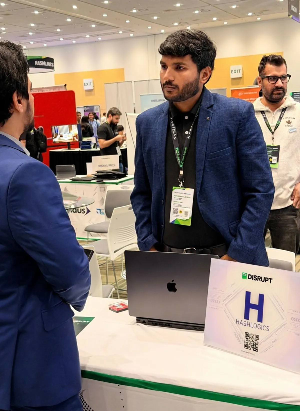 The Hashlogics booth at TechCrunch Disrupt 2025 in San Francisco